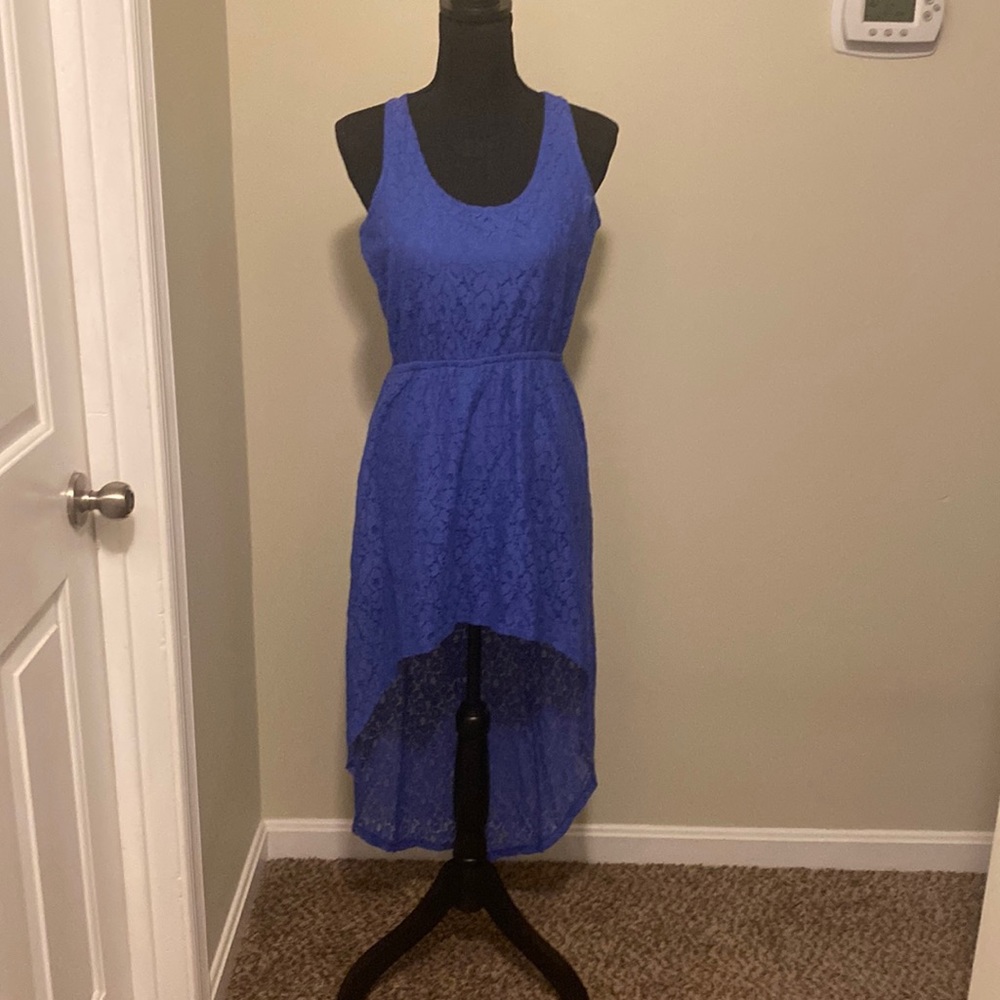Blue lace high-low dress or can be worn as a top